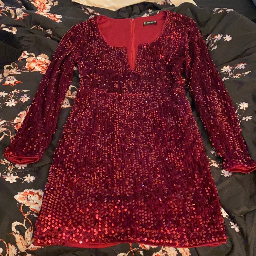 Burgundy sequence dress